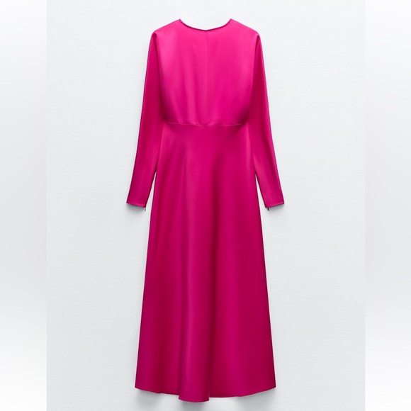 Zara NWT Satin Effect Midi Dress size L - Picture 6 of 9